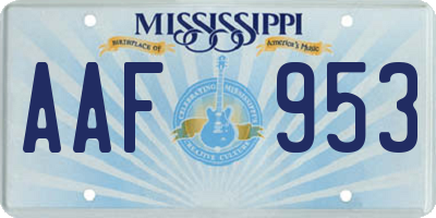 MS license plate AAF953