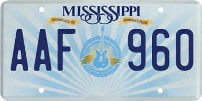 MS license plate AAF960