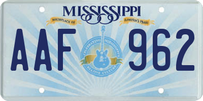 MS license plate AAF962