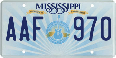 MS license plate AAF970