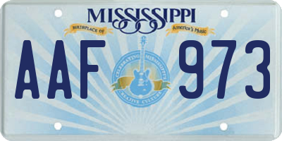 MS license plate AAF973