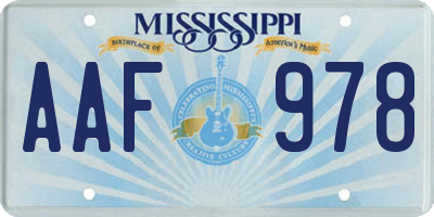 MS license plate AAF978