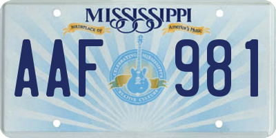 MS license plate AAF981