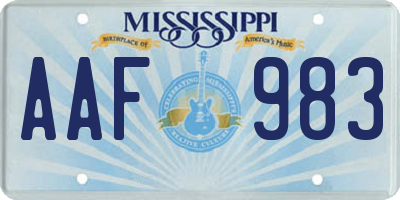 MS license plate AAF983