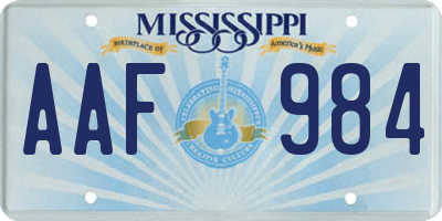 MS license plate AAF984