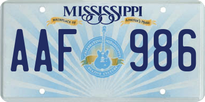 MS license plate AAF986