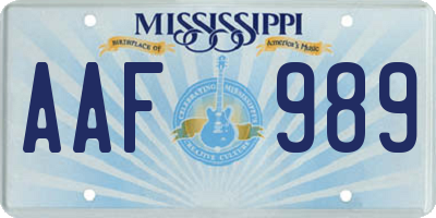MS license plate AAF989