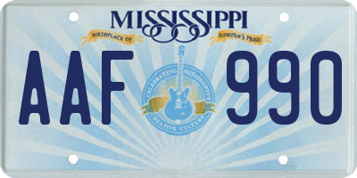 MS license plate AAF990