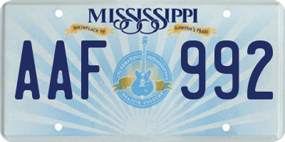 MS license plate AAF992