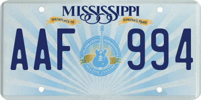 MS license plate AAF994