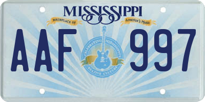 MS license plate AAF997