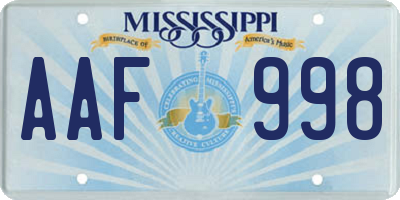 MS license plate AAF998