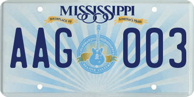 MS license plate AAG003