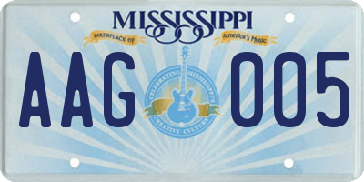 MS license plate AAG005