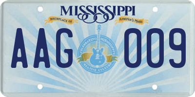 MS license plate AAG009