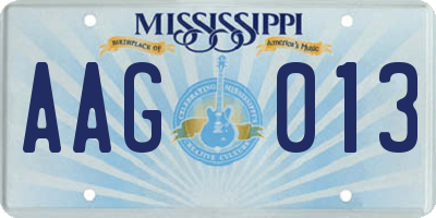 MS license plate AAG013