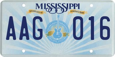 MS license plate AAG016