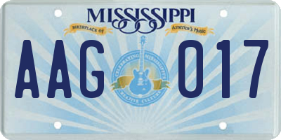 MS license plate AAG017