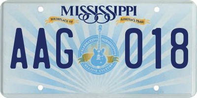 MS license plate AAG018