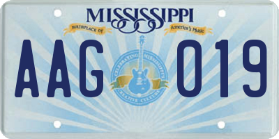 MS license plate AAG019