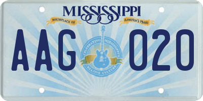 MS license plate AAG020