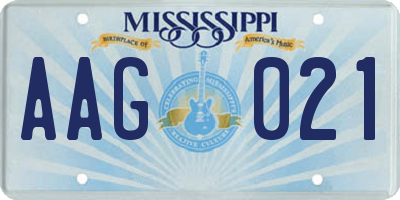 MS license plate AAG021