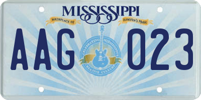 MS license plate AAG023