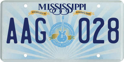 MS license plate AAG028