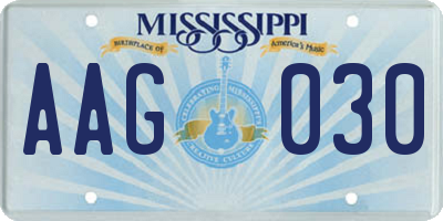 MS license plate AAG030