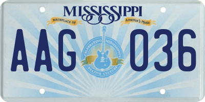 MS license plate AAG036