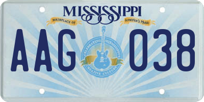 MS license plate AAG038