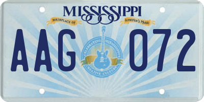 MS license plate AAG072