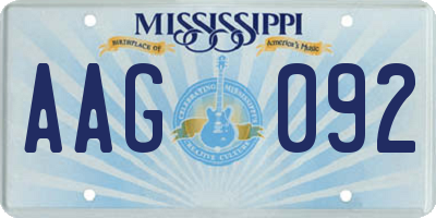 MS license plate AAG092