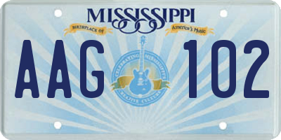 MS license plate AAG102