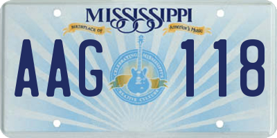 MS license plate AAG118