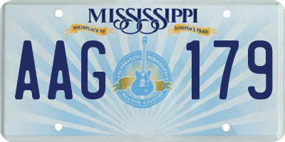 MS license plate AAG179