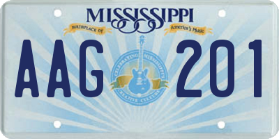 MS license plate AAG201