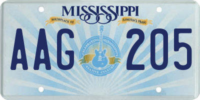 MS license plate AAG205