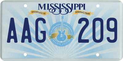 MS license plate AAG209