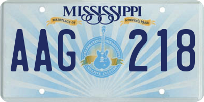 MS license plate AAG218