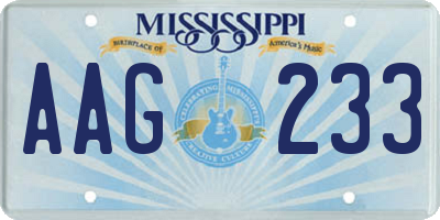 MS license plate AAG233