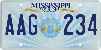 MS license plate AAG234