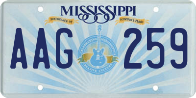 MS license plate AAG259