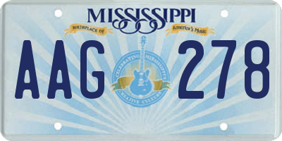 MS license plate AAG278