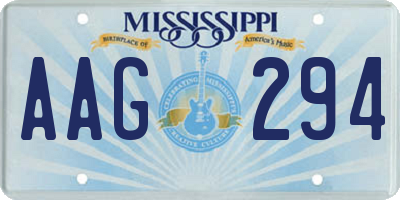 MS license plate AAG294