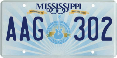 MS license plate AAG302