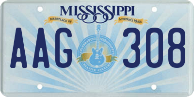 MS license plate AAG308