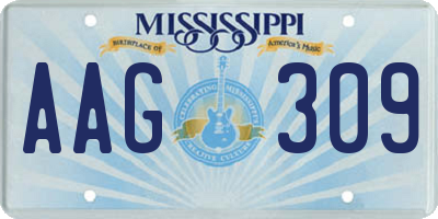 MS license plate AAG309