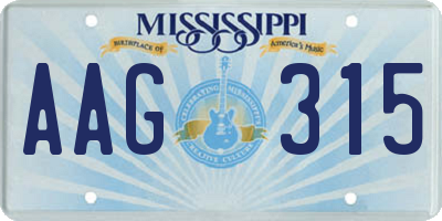 MS license plate AAG315