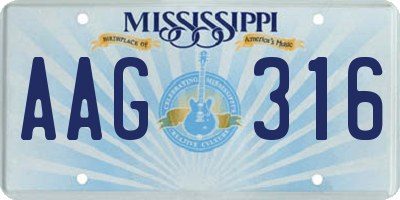 MS license plate AAG316